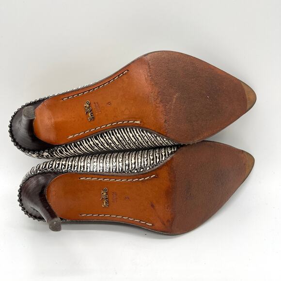 COACH Heels Womens 6 Black White Beadchain Pump in Snakeskin Leather Stiletto - Picture 10 of 12